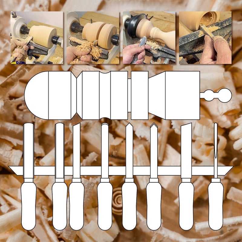 DEEFIINE 8pcs HSS Wood Turning Tools Lathe Chisel kit with Beech handle - Image 4